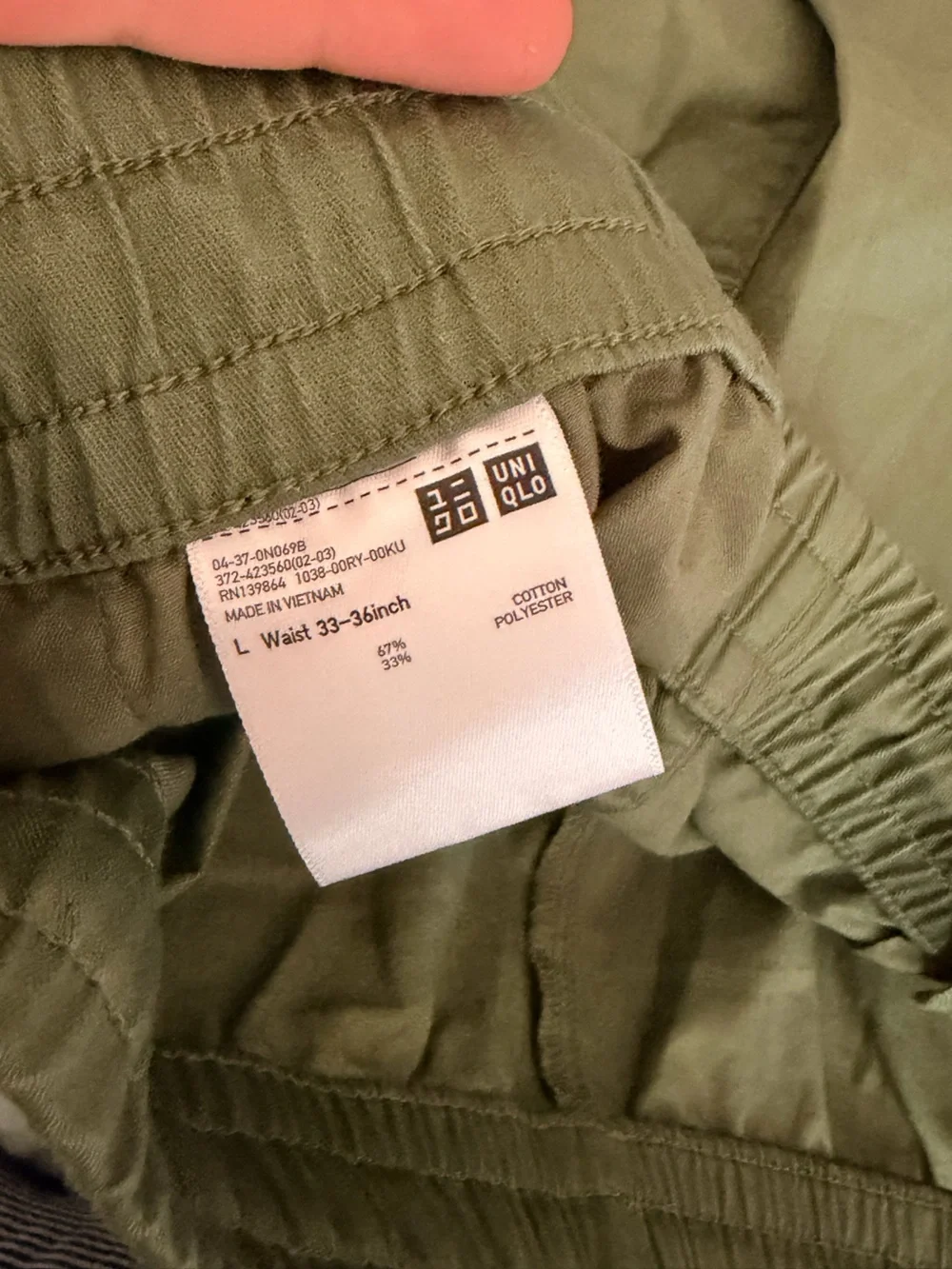 Uniqlo Men's Olive Green Cotton Blend Everyday Pull On Shorts
